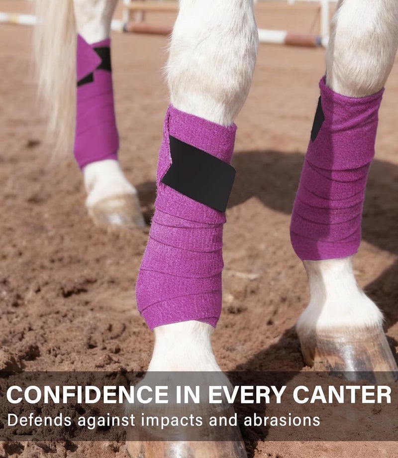 HackFond Fleece Horse Polo Leg Wraps Set of 4, 10' Horse Leg Bandages Stable Supplies Equestrian Boots Violet - Image 5